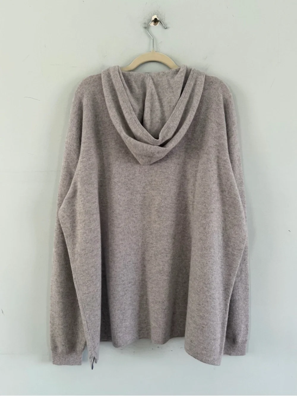 Johnnie-O Dearborn 100% Cashmere Light Gray Preppy Henley Hooded‎ Sweater